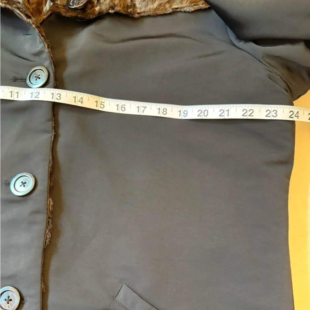 Chicos Reversible Brown Faux Fur Coat Jacket Brown Black Winter Large Chico’s 3 - Picture 8 of 12